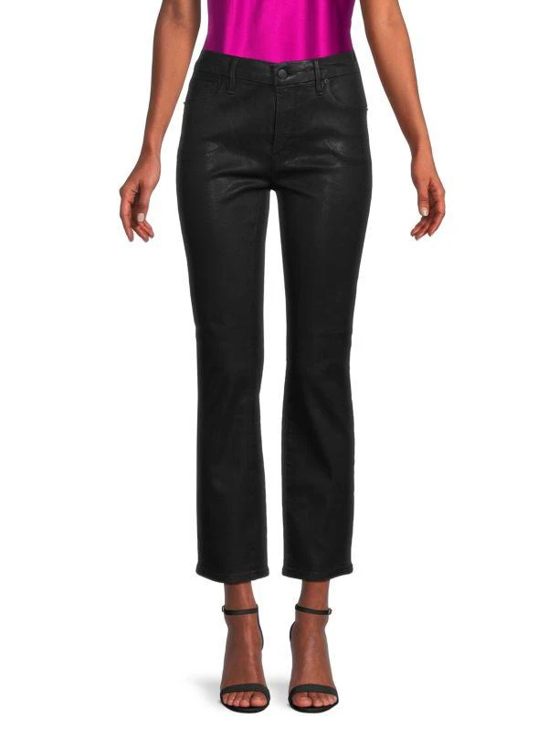 Good American Good Straight High-Rise Coated Cropped Straight-Leg Jeans 1