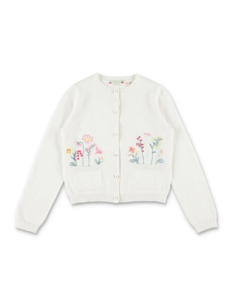 Bonpoint Bonpoint Floral-Embroidered Button-Up Cardigan
