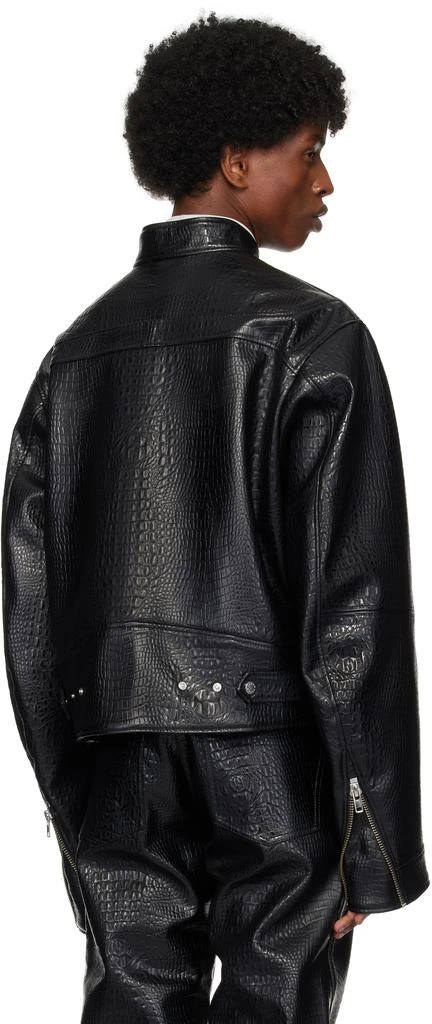 GmbH Black Ravn Faux-Leather Biker Jacket 3