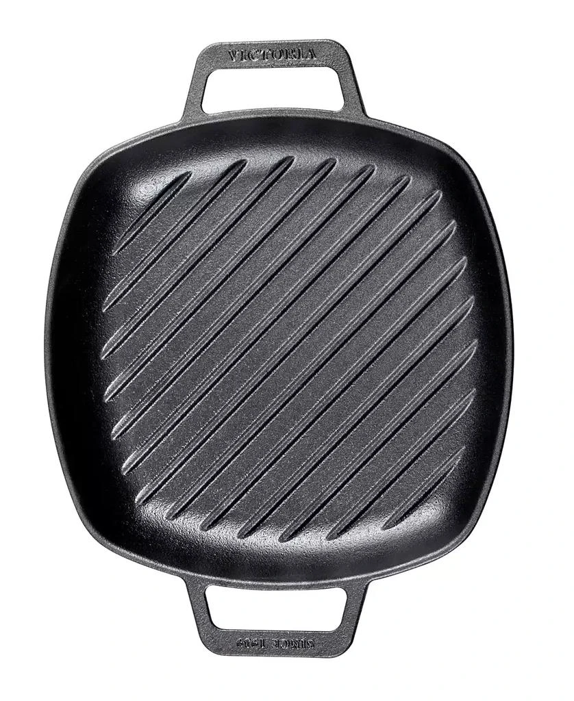 Victoria 10in Square Grill Pan with Double Loop Handles, Seasoned 1