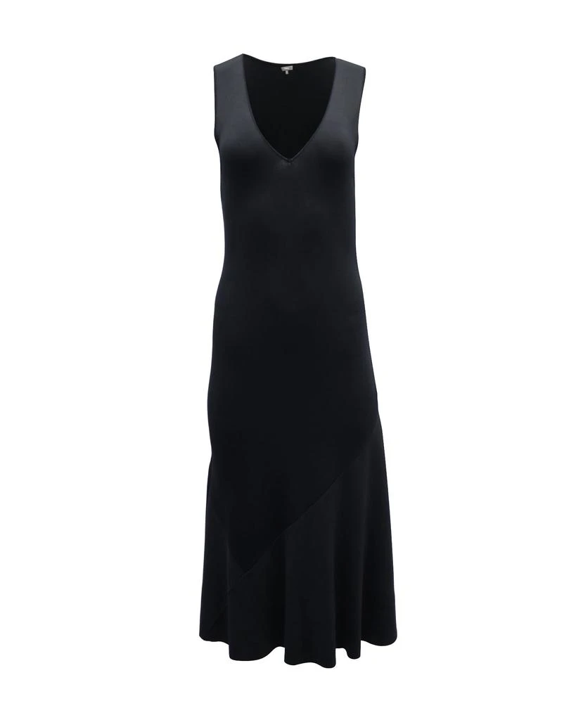 Shop Panelled Skirt Midi Dress in Black Rayon on Sale at