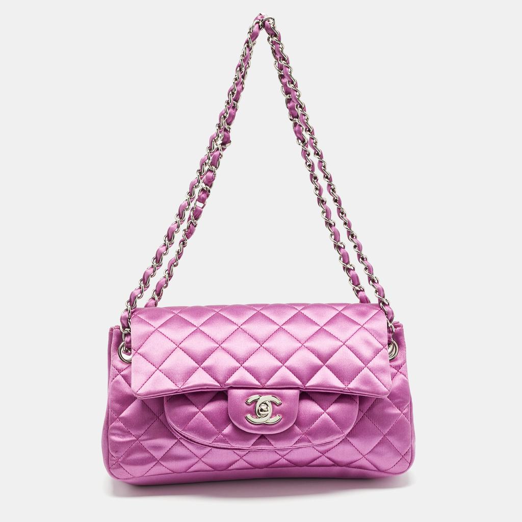 Chanel Chanel Purple Quilted Satin Classic Accordion Shoulder Bag