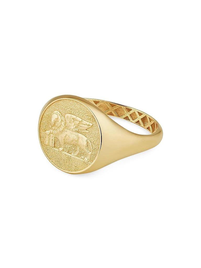 Oradina 14K Yellow Gold Flying Lion Signet Ring 5