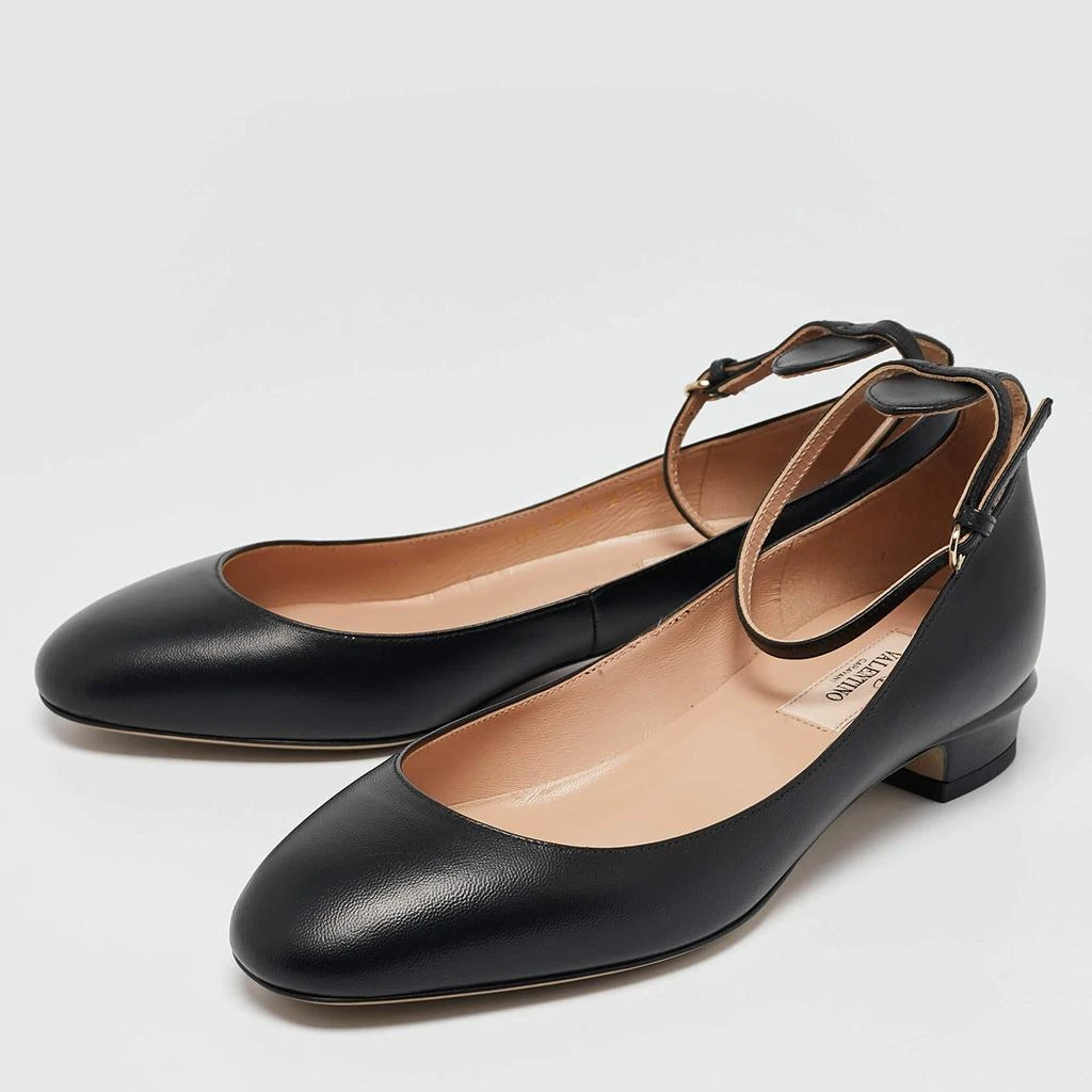 Valentino Valentino Black Leather Tango Ankle Strap Flats Size 37 2