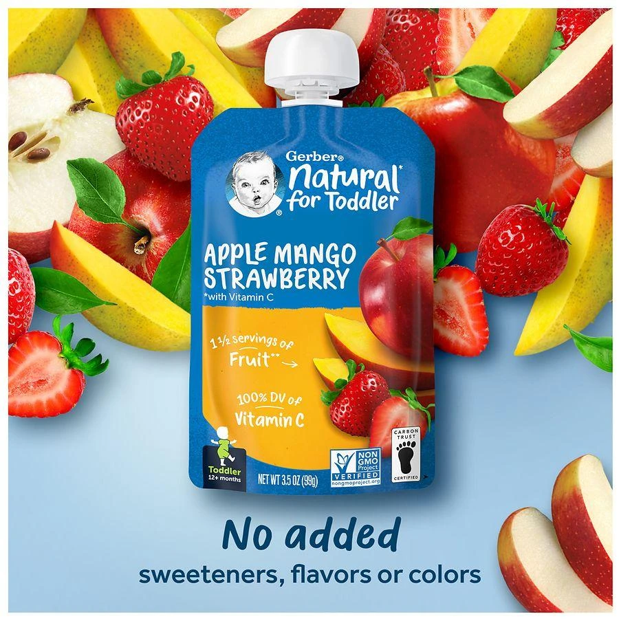 Gerber Natural for Toddler Food Pouches Apple Mango Strawberry 10