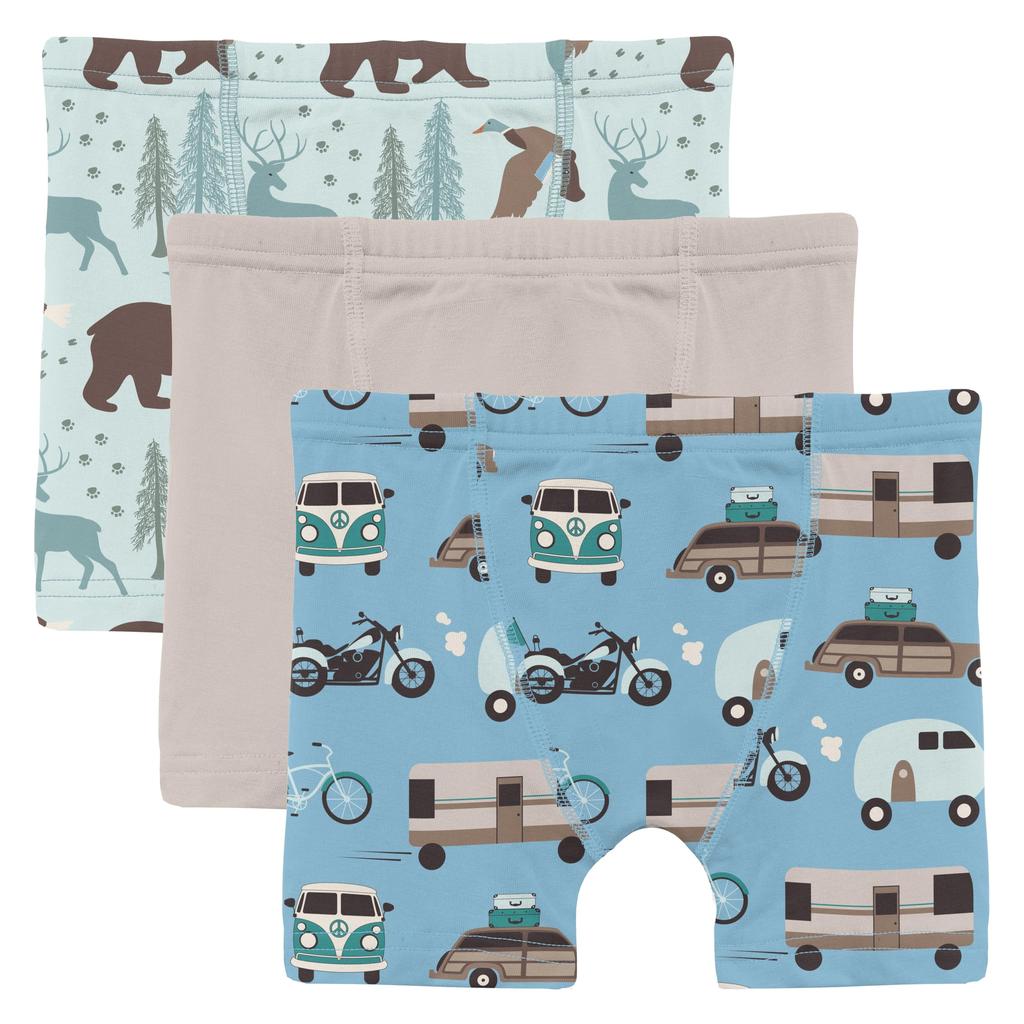 KicKee Pants Print Boxer Brief Set of 3 (Big Kid)