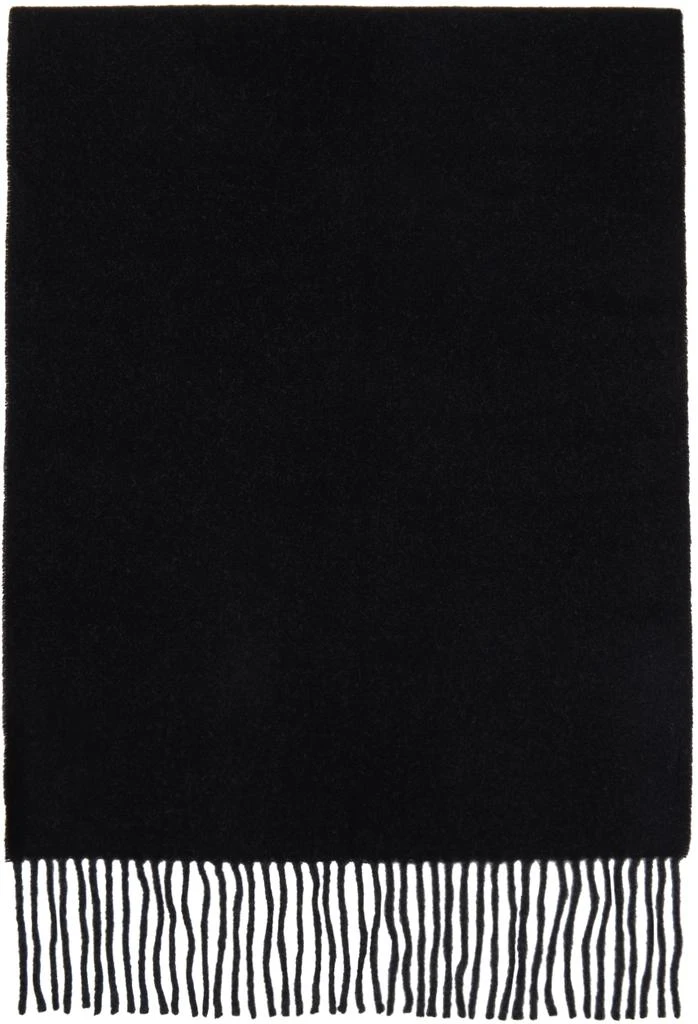 Ganni Black Fringed Wool Scarf 2