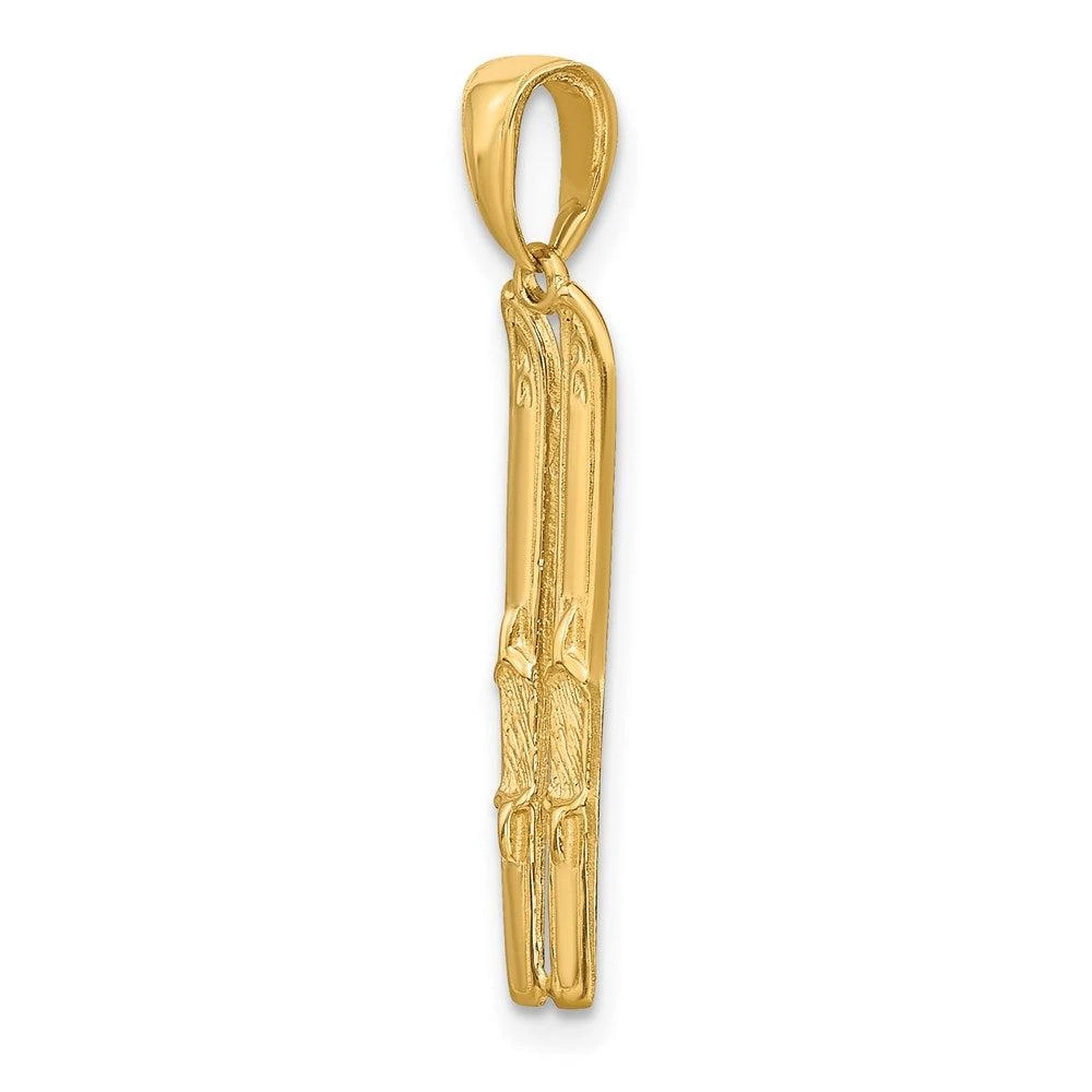 Diamond2Deal 14k Yellow Gold 3-D Snow Skis Pendant 5