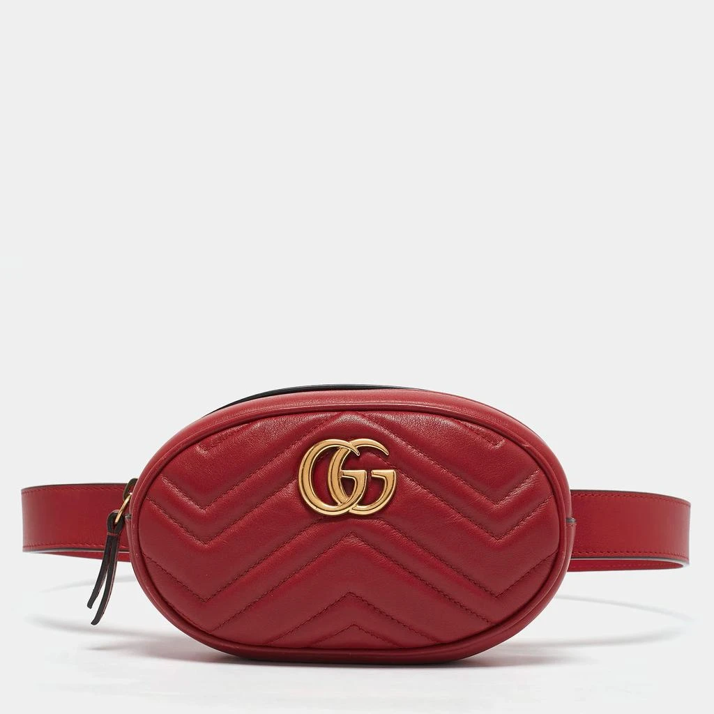 Gucci Gucci Red Matelasse Leather GG Marmont Belt Bag 1