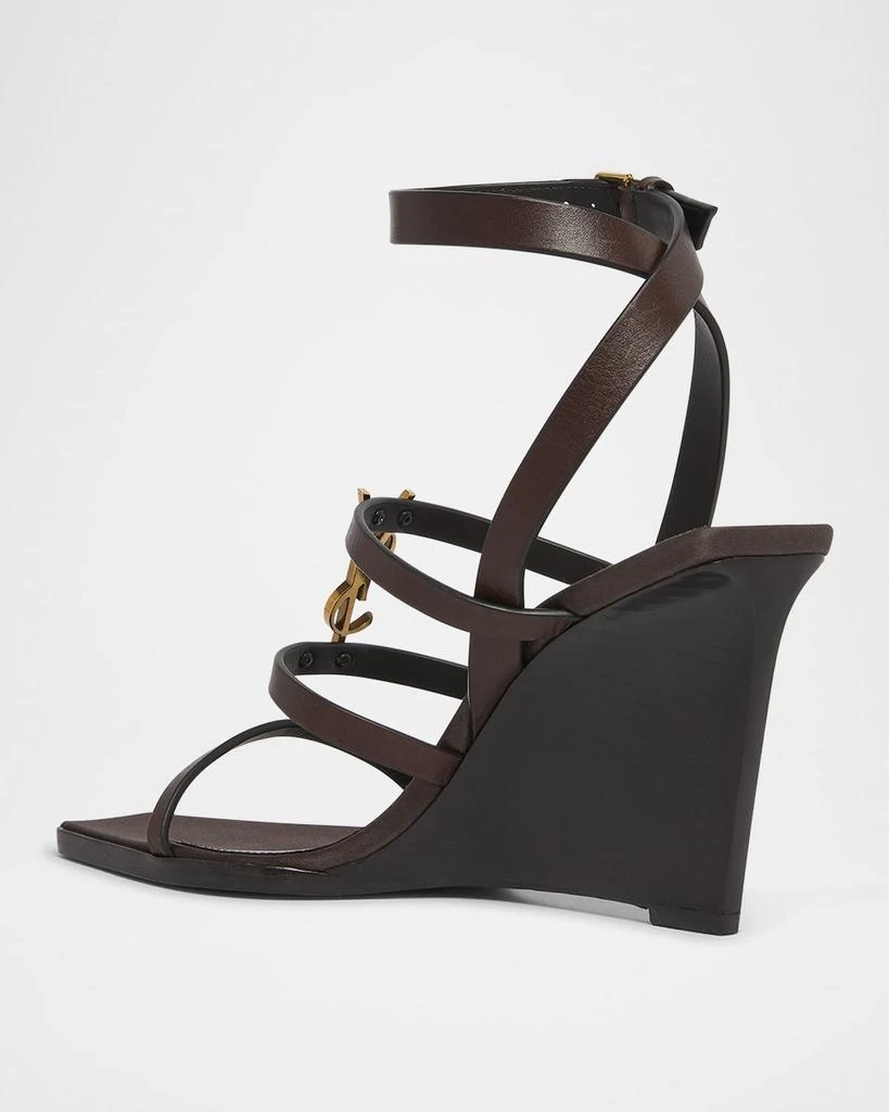 Yves Saint Laurent Cassandra Leather YSL Wedge Sandals 3