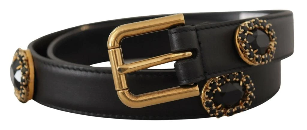 Dolce 
Gabbana Leather Embellished Crystal Logo Women
s Belt 2