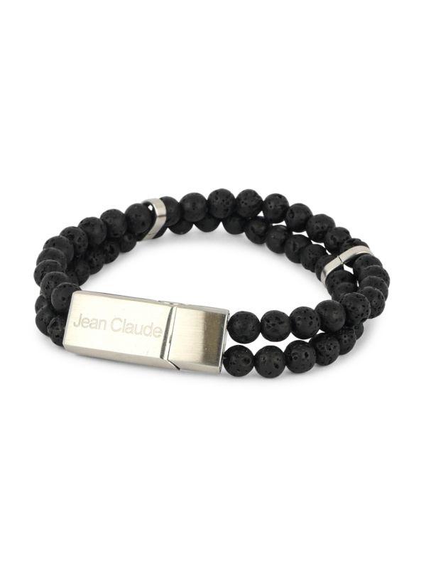 Jean Claude Dell Arte Stainless Steel & Lava Stone Bracelet