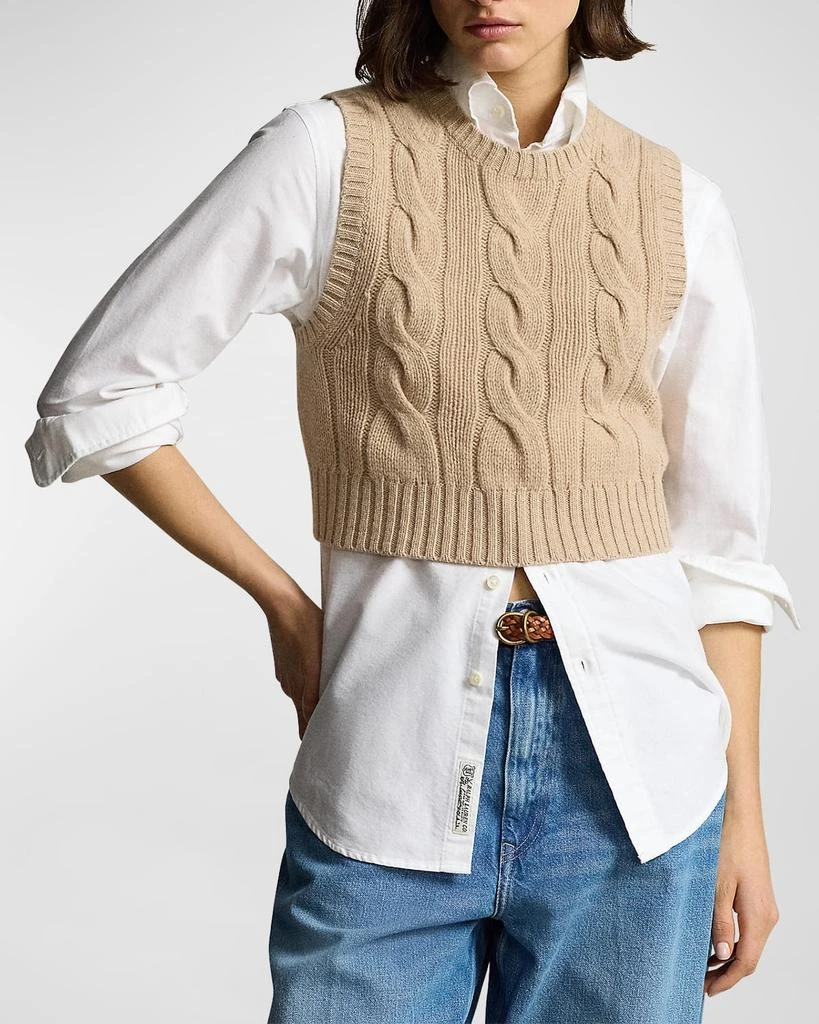 Ralph Lauren Cropped Cable Wool-Cashmere Sweater 1