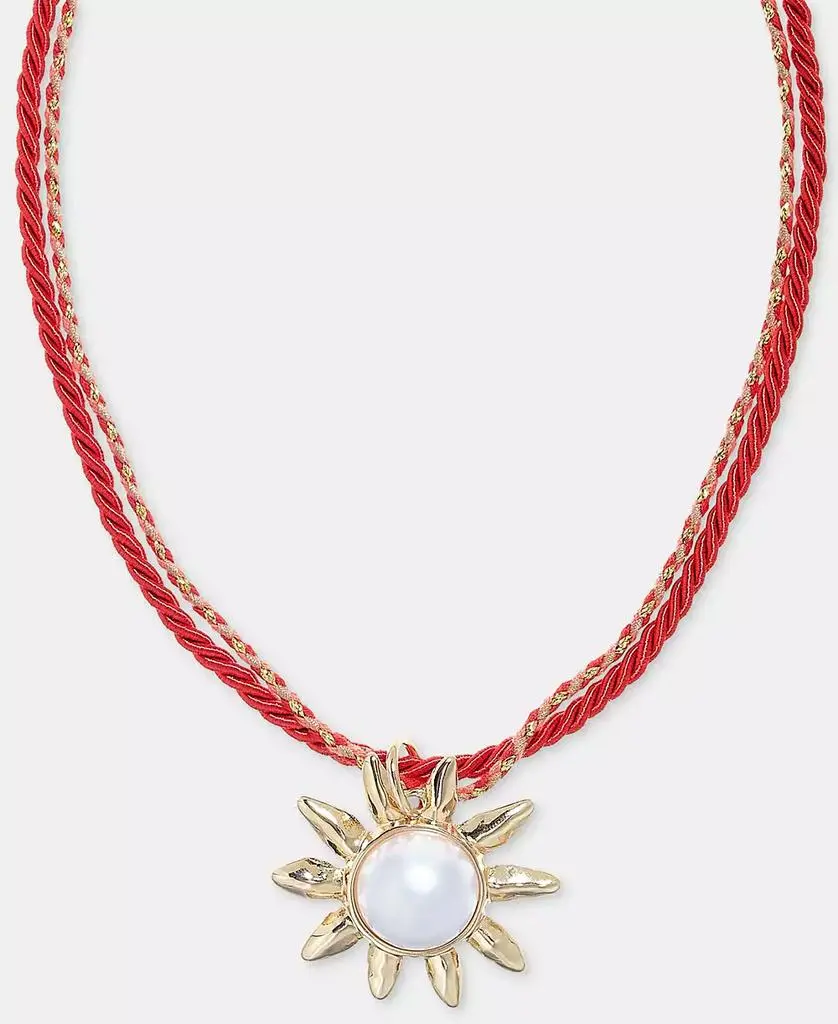 On 34th Imitation Pearl Sun Double Cord Pendant Necklace, 16" + 2" extender, Macy's Exclusive