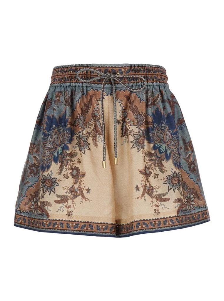 Zimmermann 'Ascension' Multicolor Shorts With Elastic Drawstring And All-Over Print In Silk Woman 1