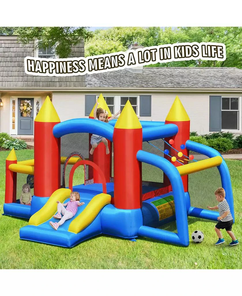 Gymax Inflatable Bounce House Slide Jumping Castle Soccer Goal Ball Pit Without Blower 5