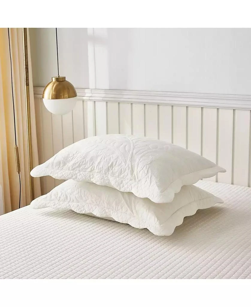 MarCielo 100% Cotton Embroidered Quilted Pillow Shams - 3