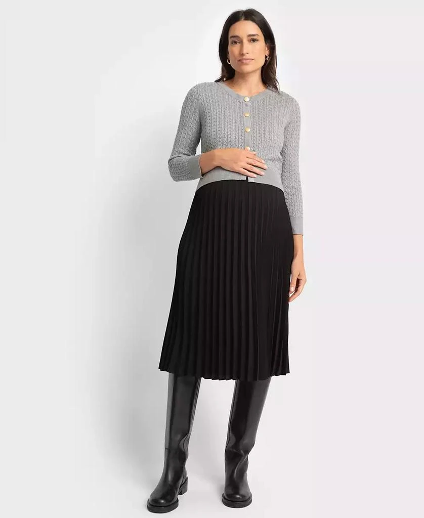 Seraphine Women's Pleated Maternity Nursing Dress with Cardigan Topper 7