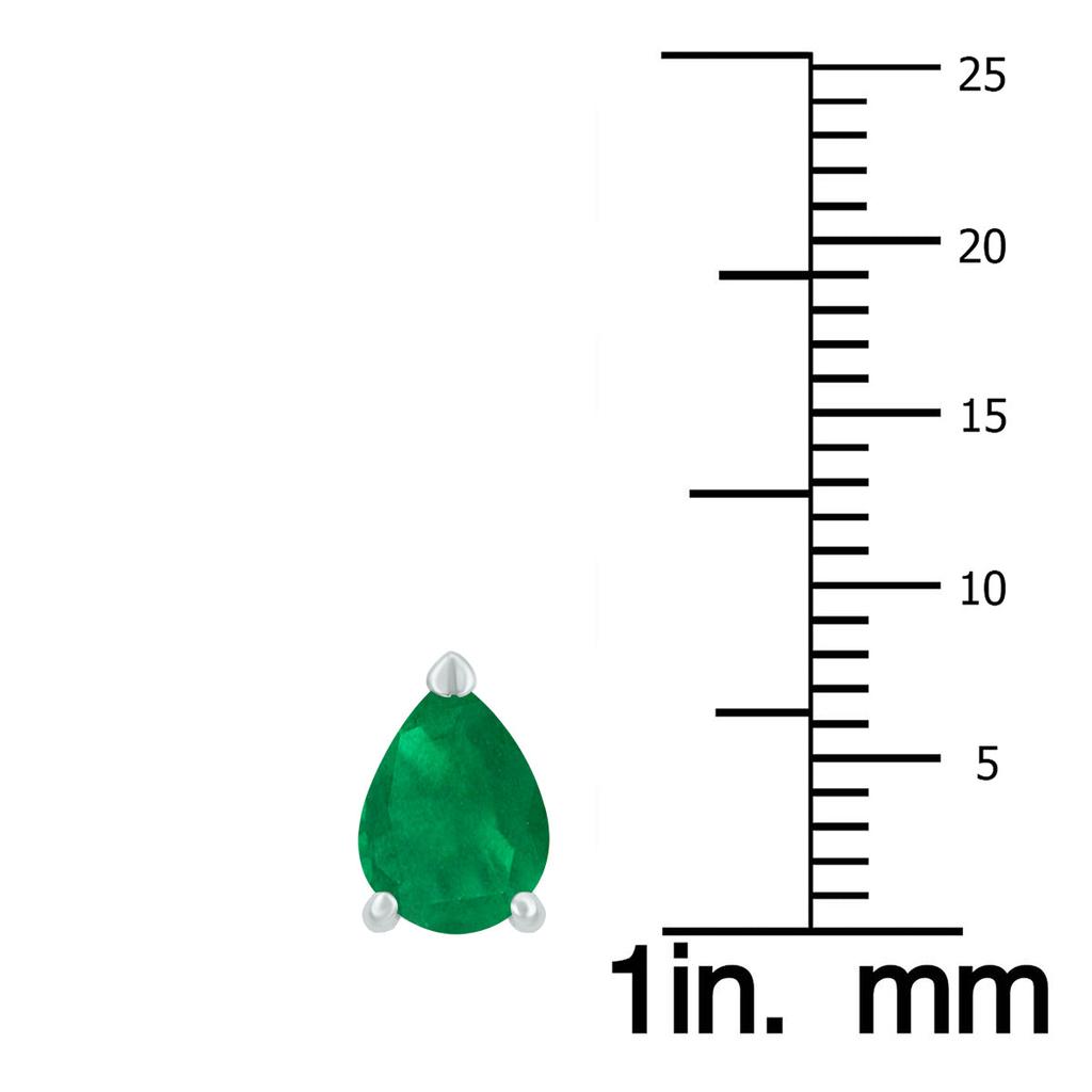 SSELECTS 14K White Gold 5X3Mm Pear Emerald Earrings
