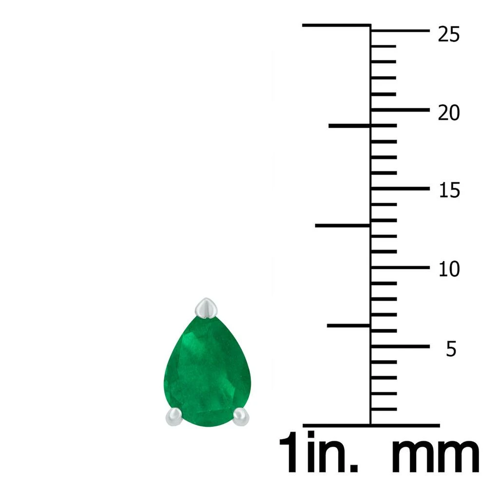 SSELECTS 14K White Gold 5X3Mm Pear Emerald Earrings 2