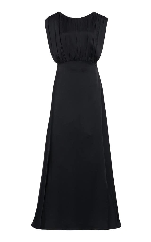 Jil Sander Jil Sander - Ruched Satin Maxi Dress - Black - DE 32 - Moda Operandi 1