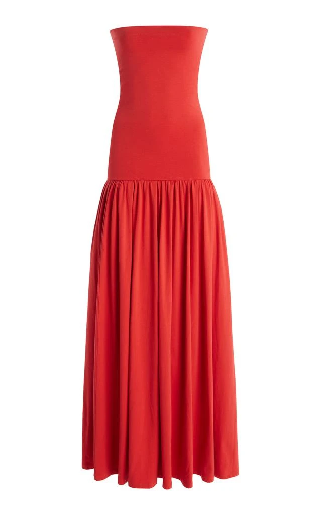 knee length dresses for ladies Marcella | Bleecker Off White Off The Shoulder Maxi Dress | Cotton Elastic Waist | Casual | Size L | European Cotton Voile main image 1
