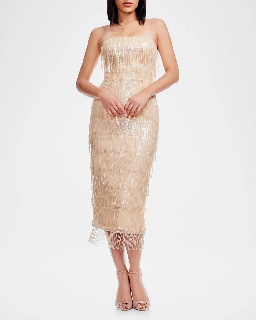 strapless open back dress Sloane Sequin Dress  Dress the Population