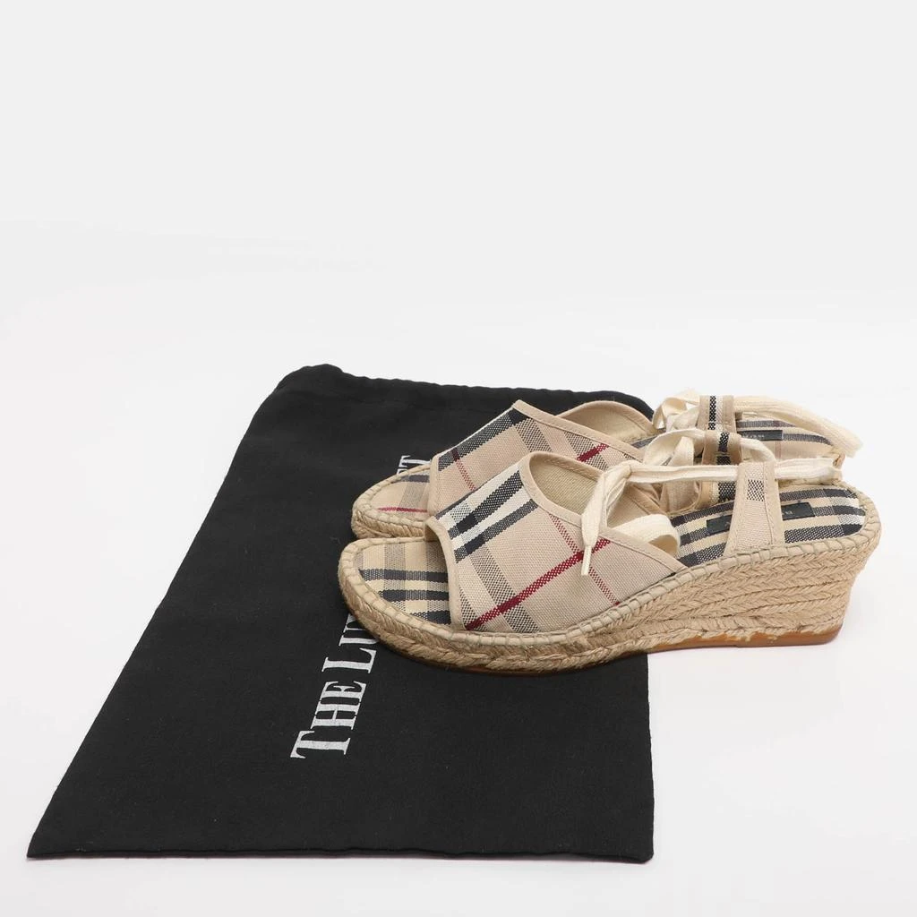 Burberry Burberry Beige Canvas Nova Check Wedge Ankle Strap Espadrilles Size 38 9