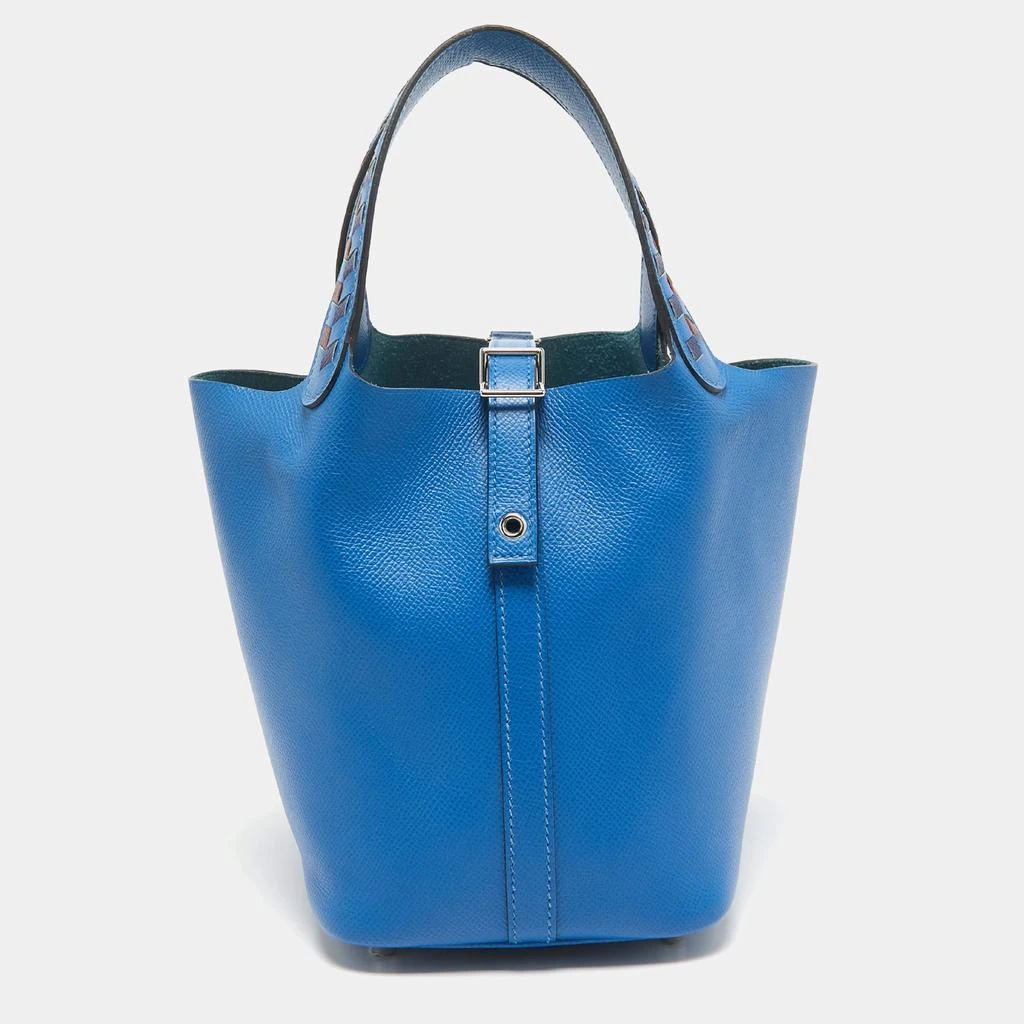 Hermes Hermes Bleu Zellige/Bleu Encre/Rouge Epsom Leather Picotin Lock Tressage 18 Bag 1