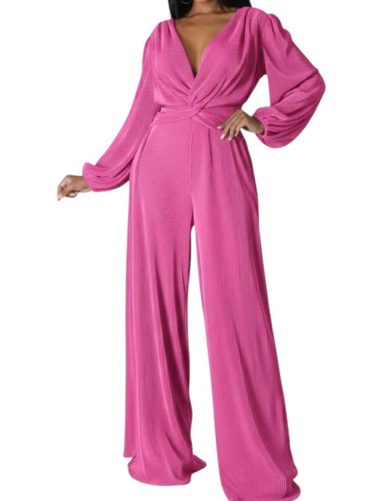 Wowo Eterna Pleated Jumpsuit In Pink