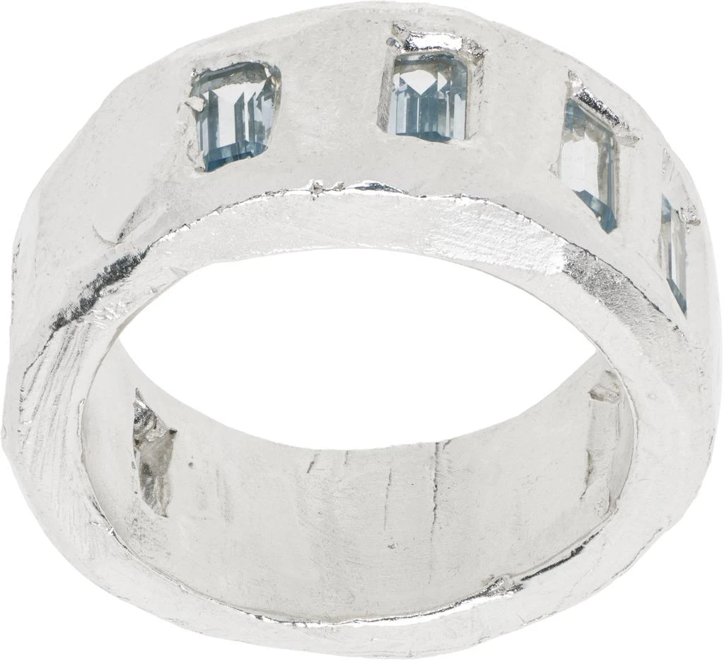 The Ouze Silver Aquamarine Morris Ring 1