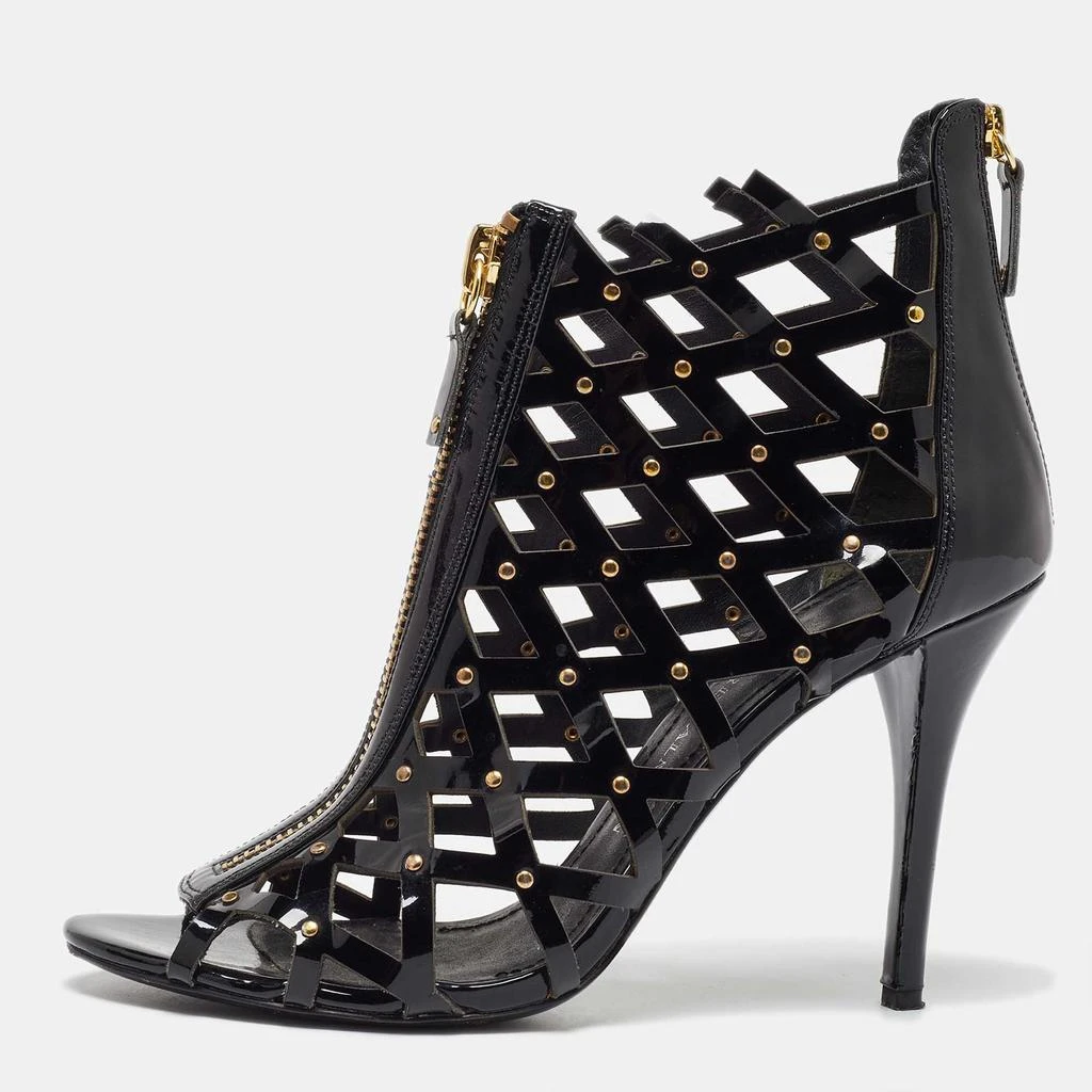 PIERRE BALMAIN Pierre Balmain Black Patent Leather Studded Cage Sandals Size 41 1