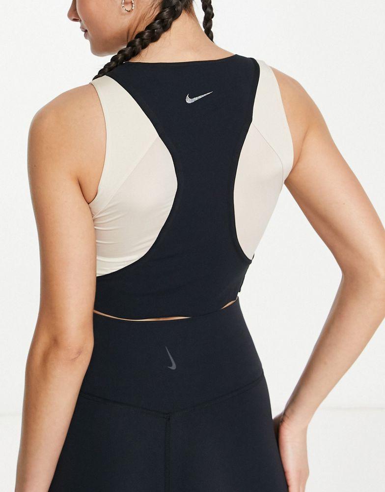 nike yoga luxe crop top in blue grey