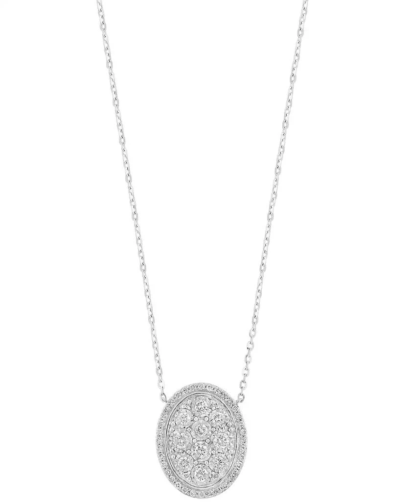 Effy EFFY® Diamond Cluster Oval Halo 18" Pendant Necklace (5/8 ct. t.w.) in Sterling Silver 3