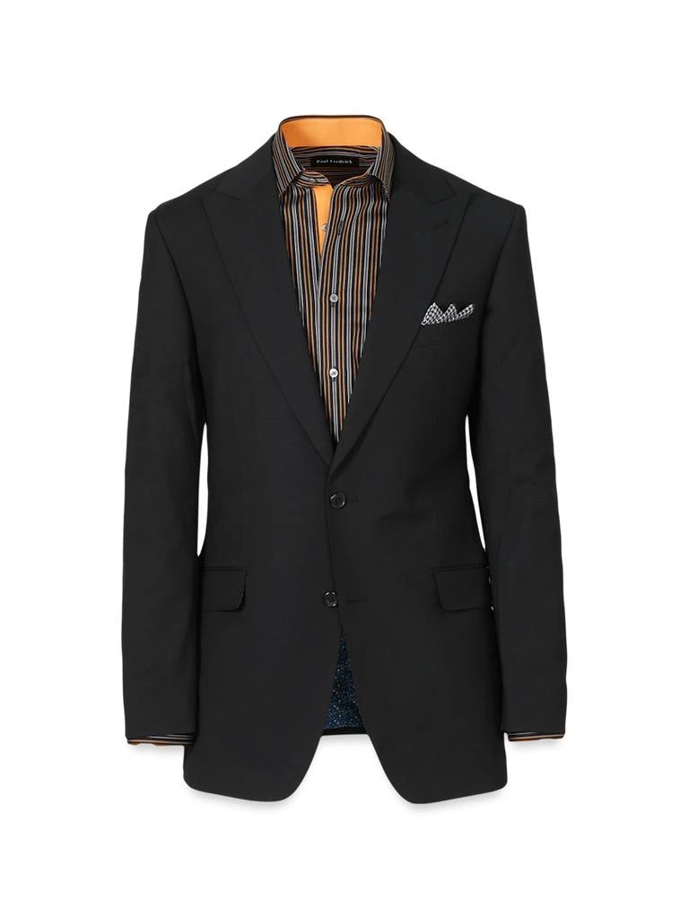 Paul Fredrick Wool Stretch Bengaline Peak Lapel Suit Jacket