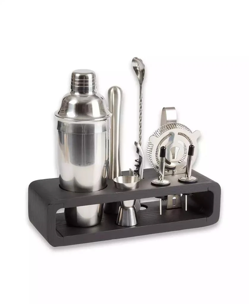 Bey-Berk Bar Set with Cocktail Shaker Set and Wood Base 4