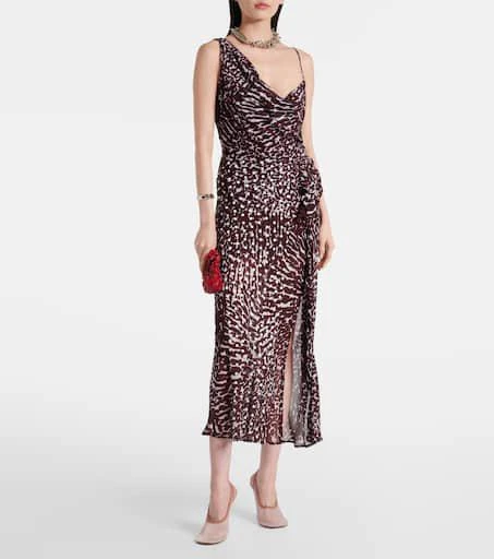 Dries Van Noten Printed draped one-shoulder midi dress 2