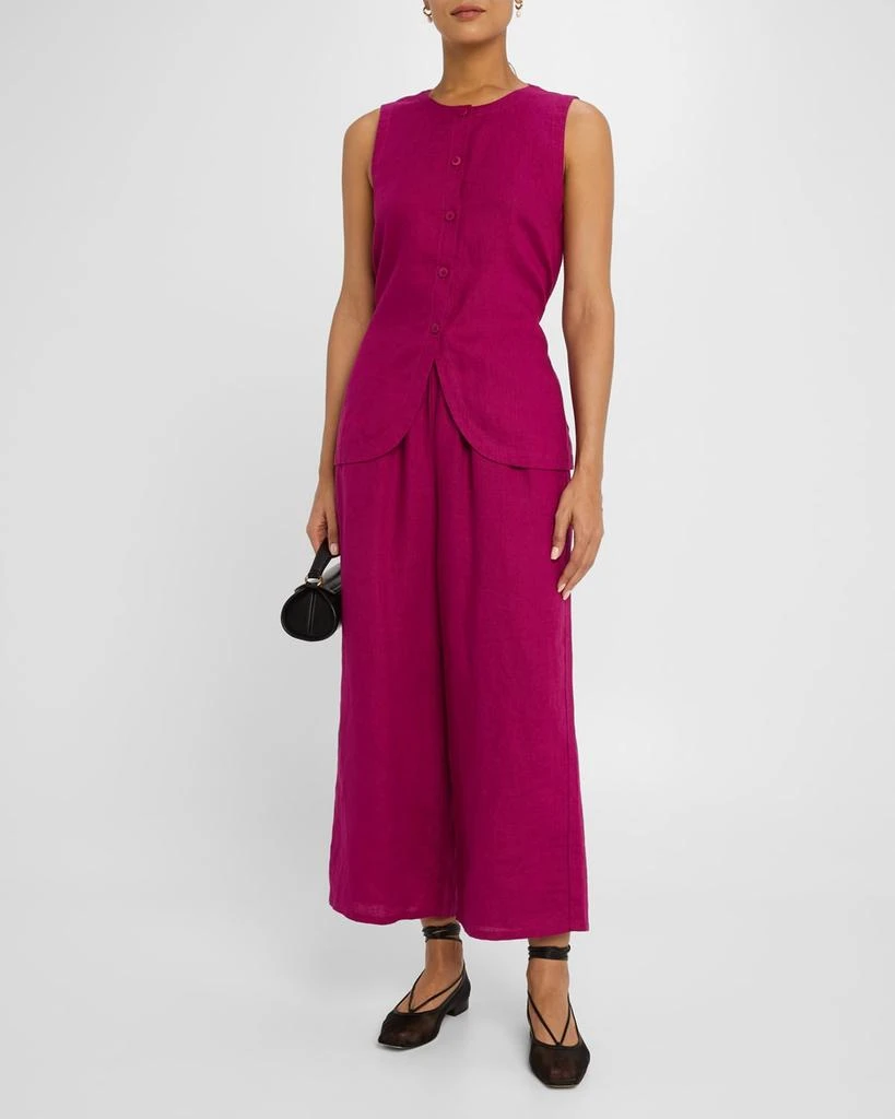 Eileen Fisher Cropped Wide-Leg Organic Linen Pants 2