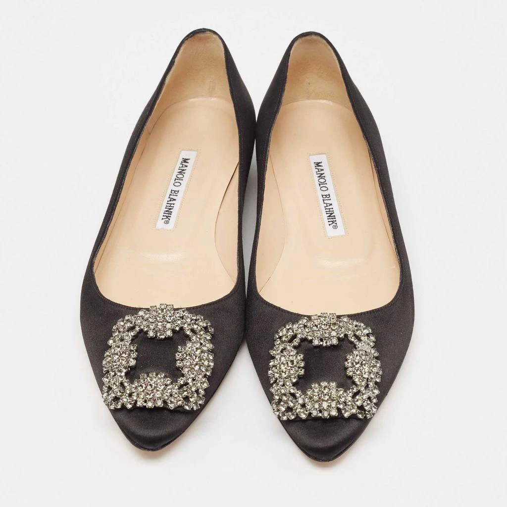 Manolo Blahnik Manolo Blahnik Black Satin Hangisi Ballet Flats Size 37.5 3