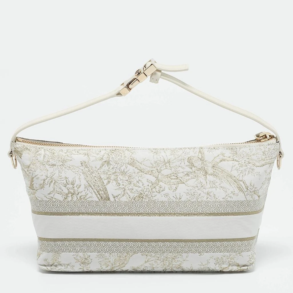 Dior Dior White Fabric Toile de Jouy Medium Travel Nomad Pouch 4