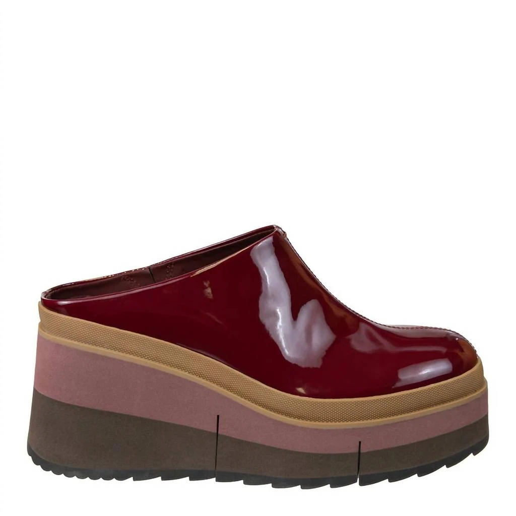Naked Feet Coach Platform Clog Shoes In Deep Red 3