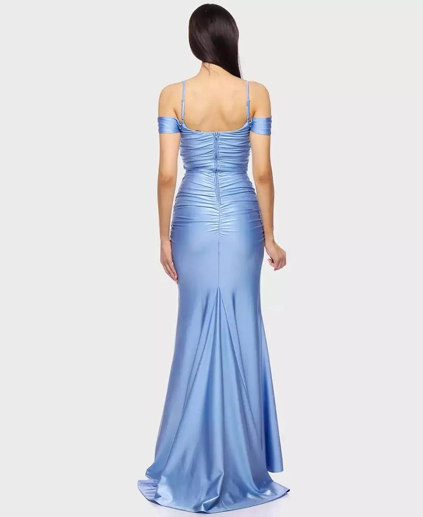 gold off the shoulder cocktail dress May Queen MQ2080 - Short A-Line Dress
