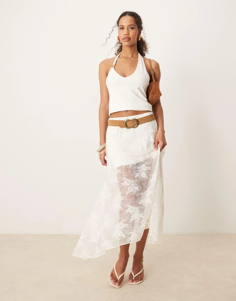 Abercrombie & Fitch Abercrombie & Fitch lace detail flowy maxi skirt in white 1