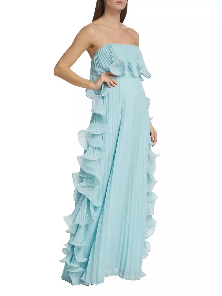 Badgley Mischka Strapless Pleated Ruffle Gown 4