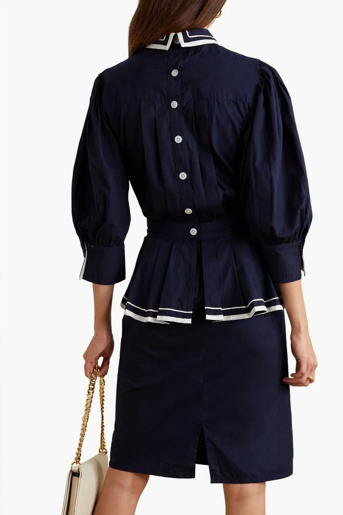 BATSHEVA Rilke pleated cotton-poplin peplum dress 3
