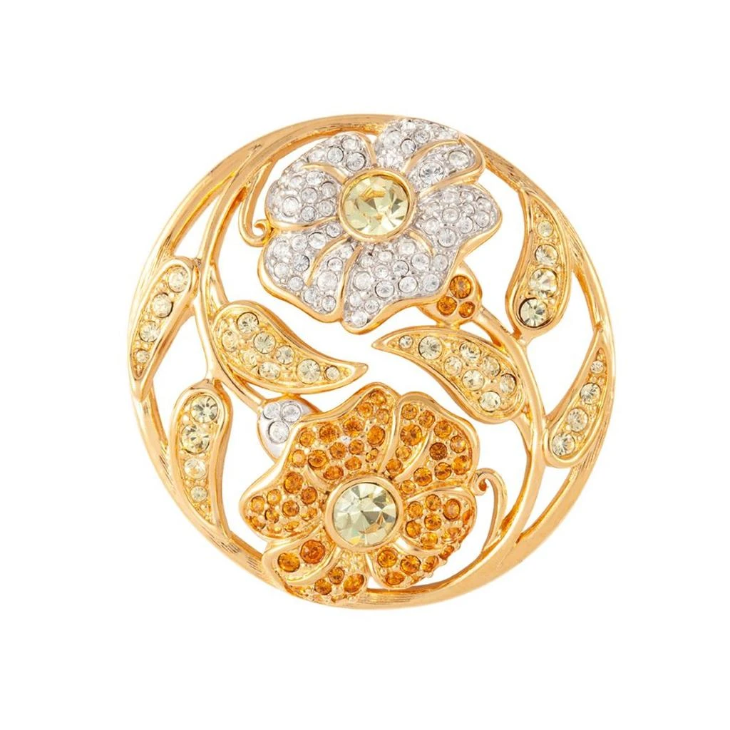 Susan Caplan Vintage 2001 swarovski round floral brooch 1