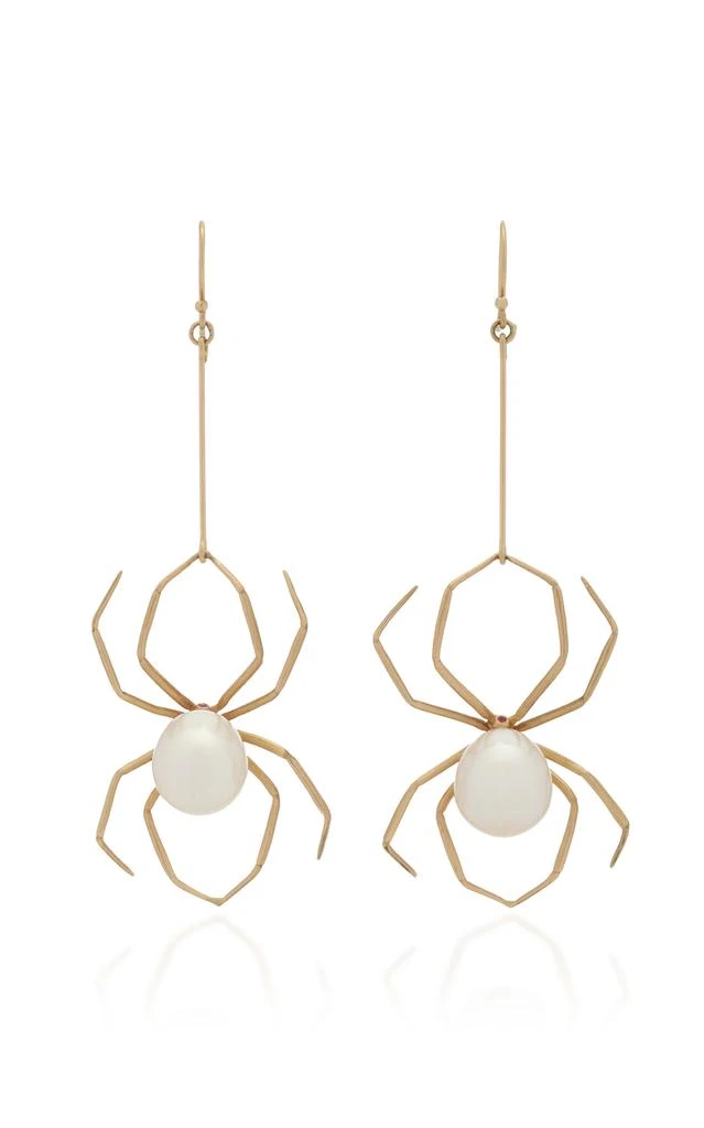 Annette Ferdinandsen Annette Ferdinandsen - Spider 14K Yellow Gold Pearl; Ruby Earrings - White - OS - Moda Operandi - Gifts For Her 1