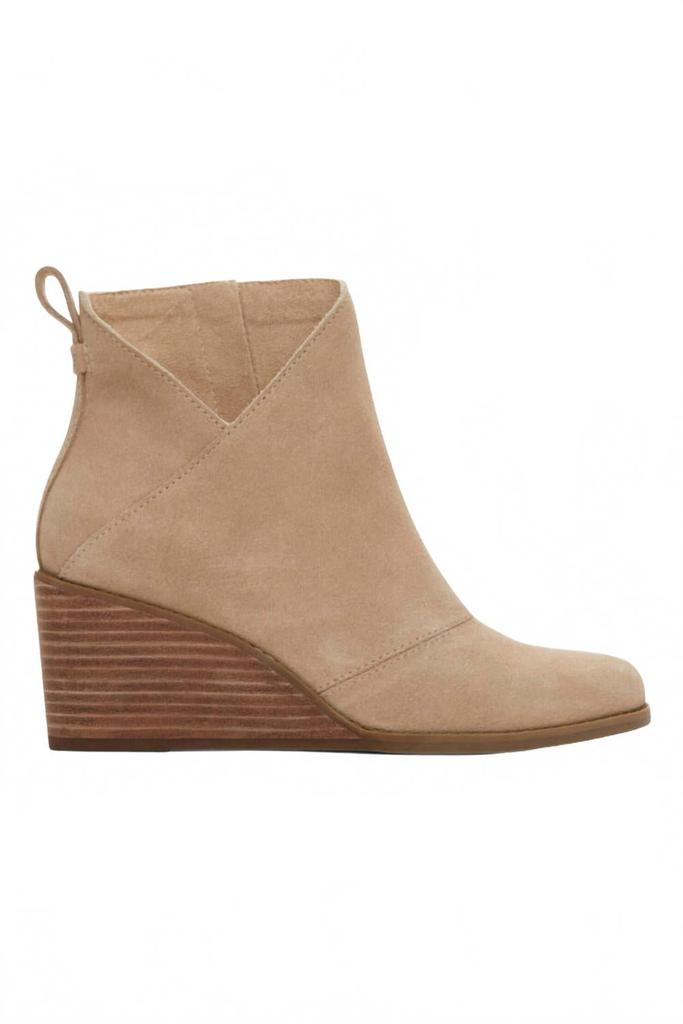 TOMS Women's Sutton Wedge Boot In Oatmeal Suede
