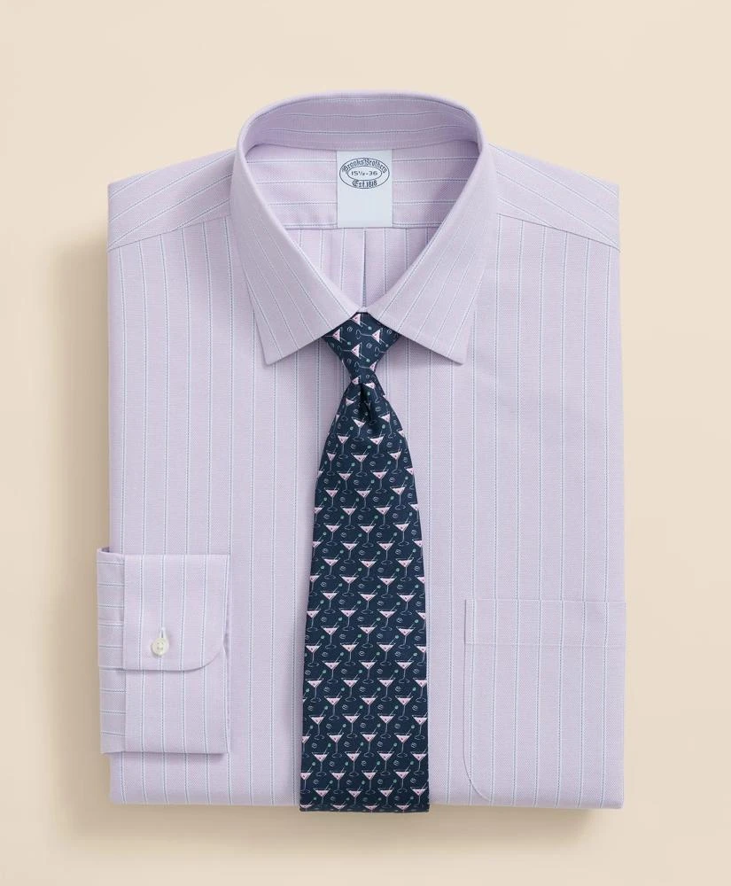 Brooks Brothers Stretch Supima® Cotton Non-Iron Royal Oxford Ainsley Collar, Striped Dress Shirt 1