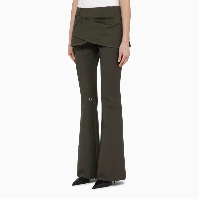 Courrèges Military green cotton mini skirt trousers 3
